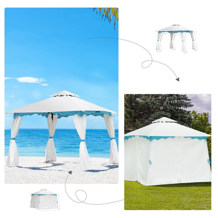 3x3M Metal Gazebo - Garden Patio Camping Event Shelter with Side Walls - Ideal for Outdoor Gatherings and Parties