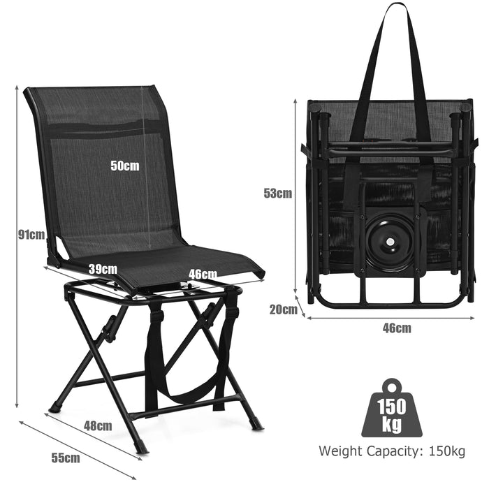 Hunting Blind Chair - 360° Swivel, Sturdy Metal Frame, Supports up to 330 lbs in Black - Ideal for Hunters Needing Mobility and Support