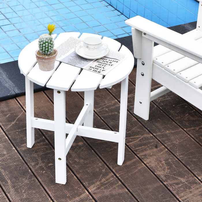 Wood Patio Table, Round Model - End Table with Slatted Design in Black - Perfect for Balcony or Lawn Spaces
