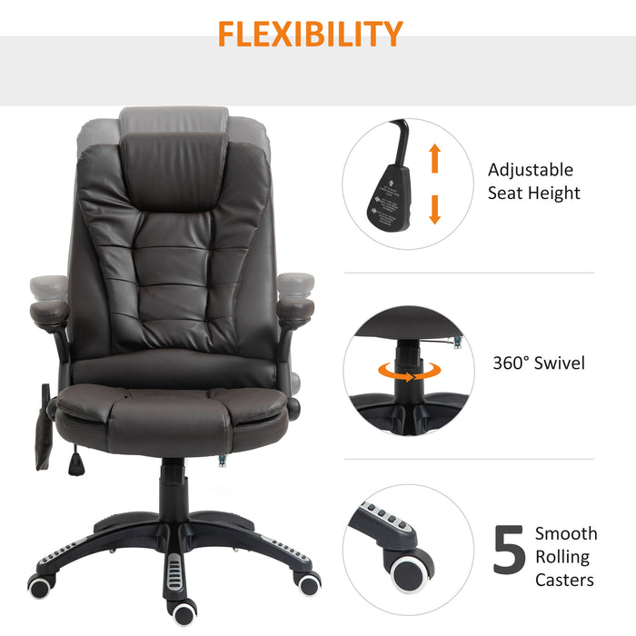 Executive Massage Office Chair - High Back PU Leather with Heat, Tilt, and Reclining Features - Ergonomic Design for Enhanced Comfort in Workspaces