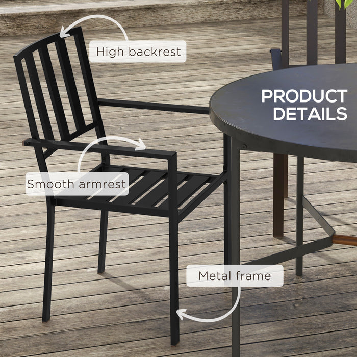 Metal Slatted Patio Dining Chairs - Set of 4, Durable Black Finish - Ideal for Outdoor Entertaining and Family Gatherings