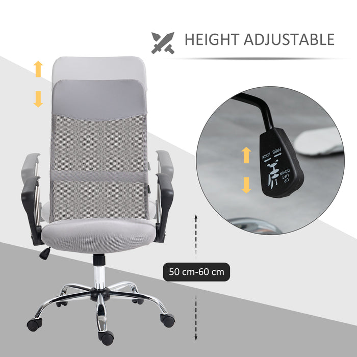 Ergonomic Mesh Office Chair with Adjustable Height and Tilt - Light Grey Comfort Seating Solution - Ideal for Home and Office Use