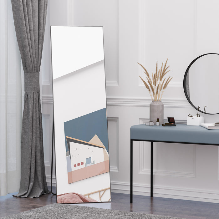 Full-Length Aluminum Alloy Framed Mirror - Versatile Floor Standing or Wall Hanging Design - Ideal for Bedroom & Living Room Decor Enhancements