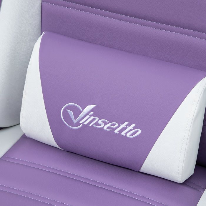 Racing Gaming Chair with Rabbit Ears - Reclining PU Leather Computer Chair, Footrest, Headrest & Lumbar Support, Purple - Ideal for Gamers & Home Office Use