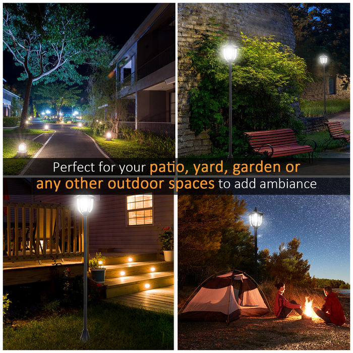 Garden Solar LED Lamp Post - 1.77m Tall, Free-Standing, ABS Construction in Elegant Black - Eco-Friendly Outdoor Lighting Solution