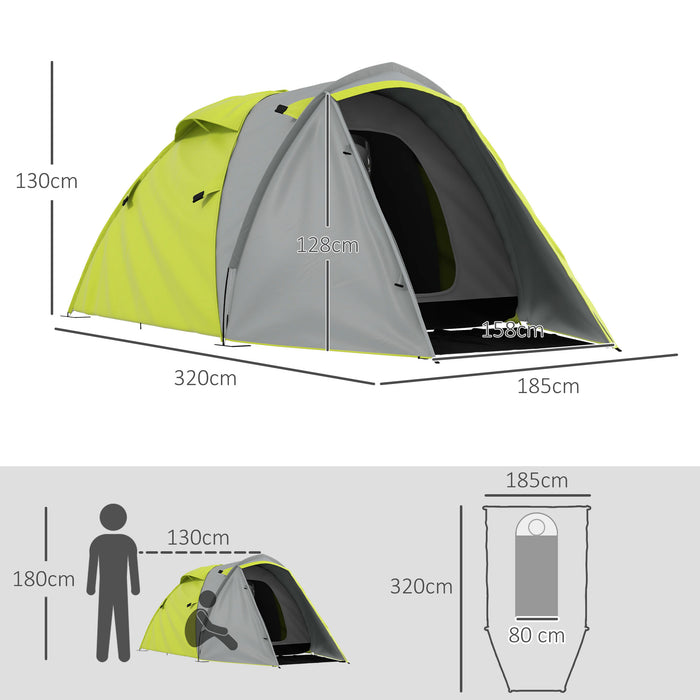 2-3 Person Dual-Room Camping Tent - 2000mm Waterproof and Portable Outdoor Shelter - Ideal for Family, Fishing, Hiking, and Festivals