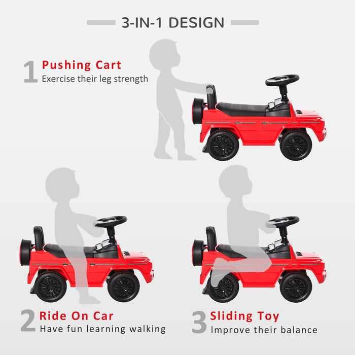 Aosom Licensed Mercedes-Benz G350 - Toddler Push and Slide Car with Large Steering Wheel and Anti-Tipping System - Safe Ride-On Toy for Kids