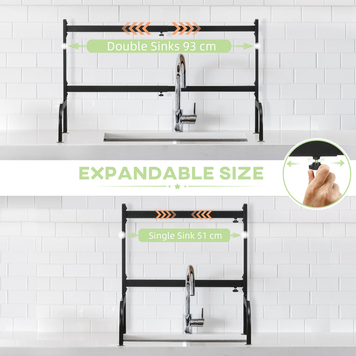 2-Tier Adjustable Over-the-Sink Dish Rack - Space-Saving Kitchen Organizer for Drying Dishes - Ideal for Small Homes & Apartments