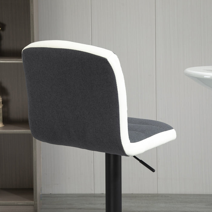 Armless Adjustable Bar Stool Set - Upholstered Swivel Seat, Adjustable Height, Dark Grey - Ideal for Home Bar or Kitchen Counter Seating