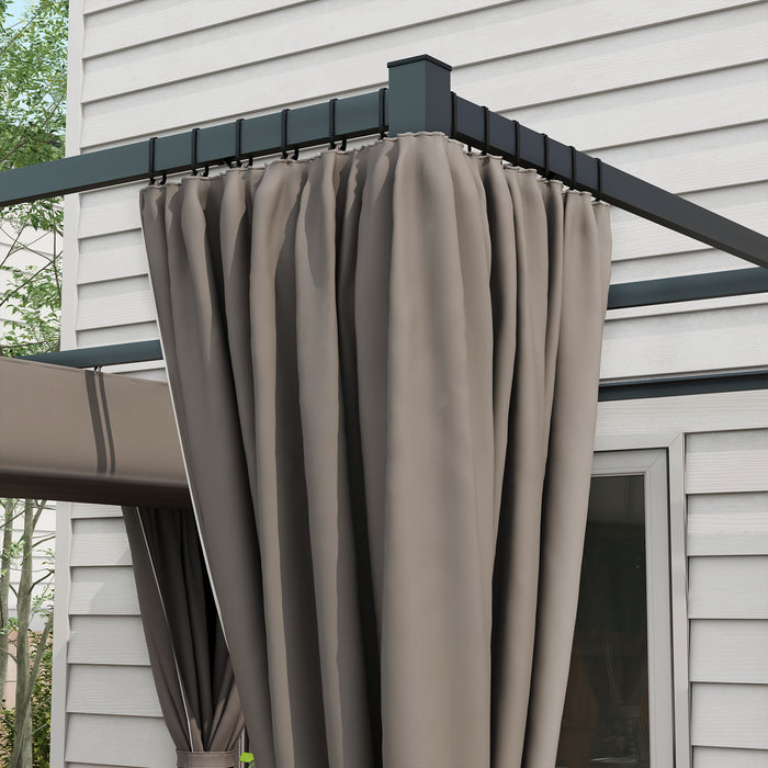 Retractable Pergola 3x3m with Curtains - Garden Gazebo Shelter for Outdoor Living - Ideal for Grill, Patio, Deck Use in Light Grey
