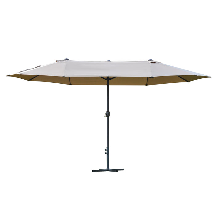 Double-Sided 4.6m Garden Parasol - UV-Protective Patio Sun Umbrella with Sturdy Cross Base - Ideal Shade Canopy for Outdoor Leisure, Khaki
