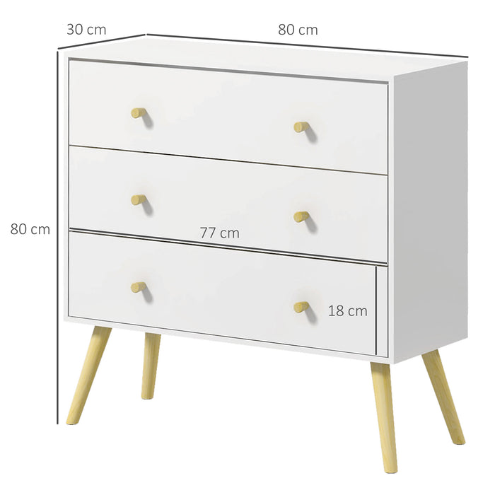 3-Drawer Chest of Drawers - Wooden-Legged Storage Organizer for Bedroom & Living Room - Space-Saving Solution for Clutter-Free Homes