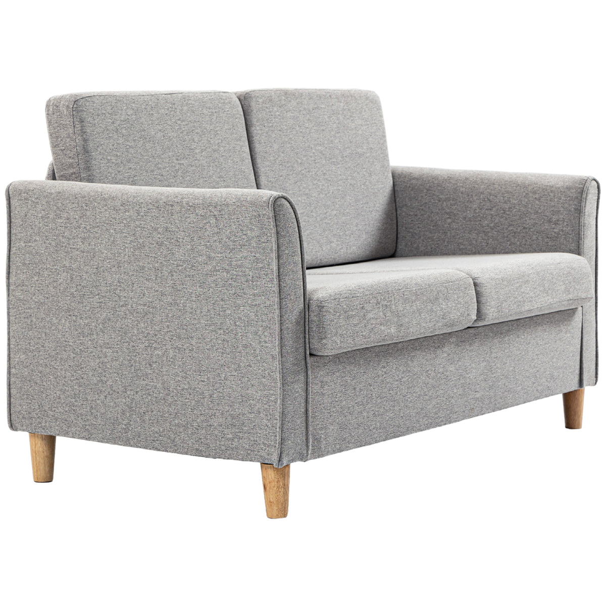 Light Grey Compact Loveseat - Chic 2-Seater Sofa with Wooden Legs ...