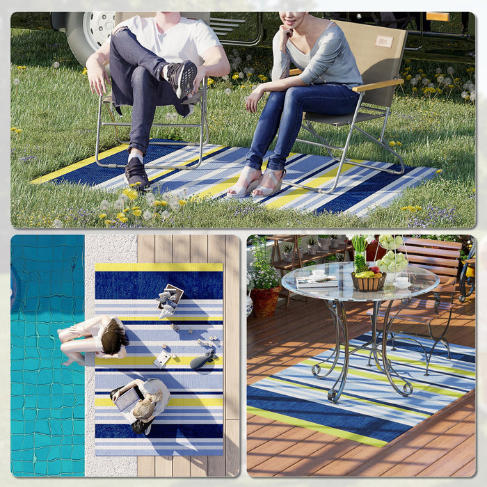 Reversible Patio & Camping Rug - Weather-Resistant Plastic Straw Mat for Backyard, Deck, RV, Picnic, Beach, 121x182 cm - Ideal for Outdoor Enthusiasts and Travelers