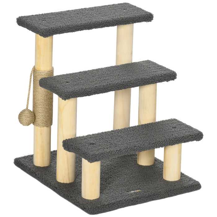 Cat Climbing Play Tower - 48cm Three-Level Cat Tree with Jute Scratching Post and Ball Toy - Ideal for Playful Kittens and Agile Cats