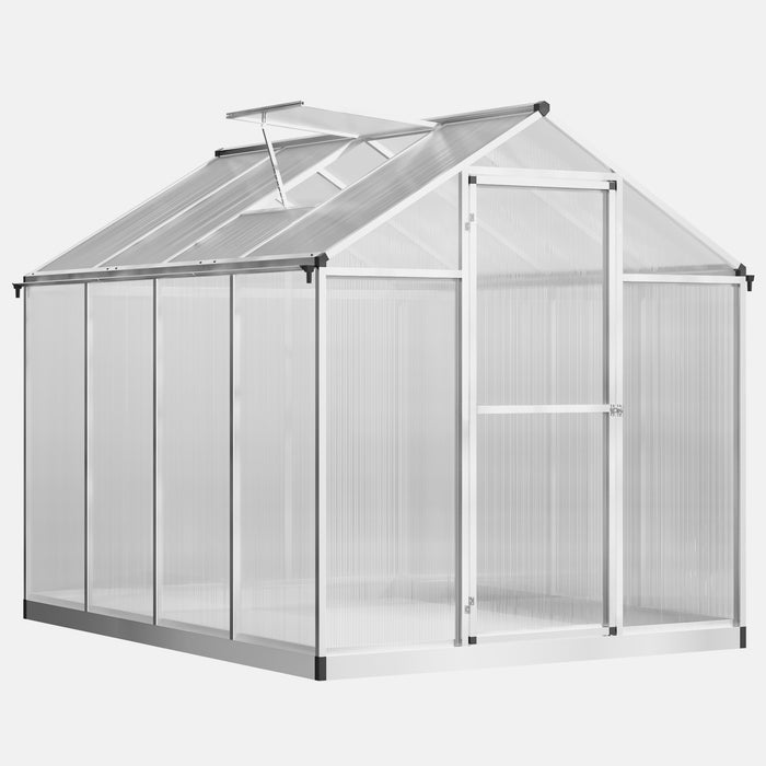 Large Walk-in Greenhouse - 8x6ft Clear Polycarbonate Panels with Aluminium Frame - Ideal for Garden Plant Growth and Protection