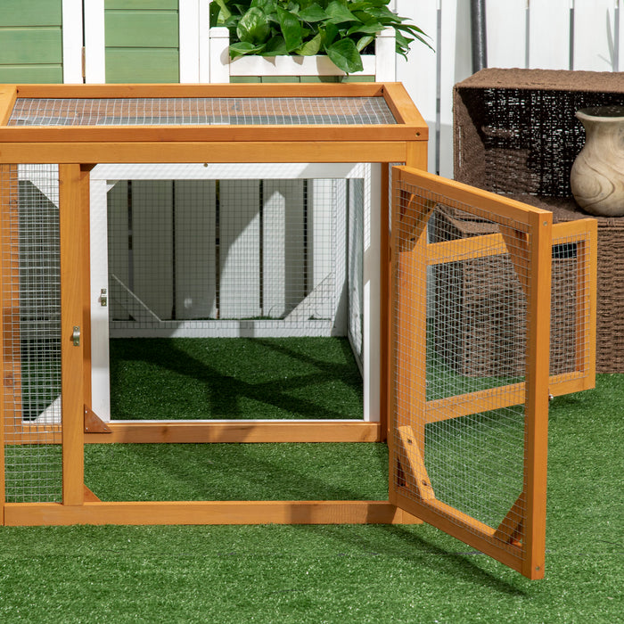 Deluxe Wooden Chicken Coop - Includes Perches, Secure Doors & Expandable Design - Ideal for Housing 2-4 Chickens in a Natural Wood Aesthetic