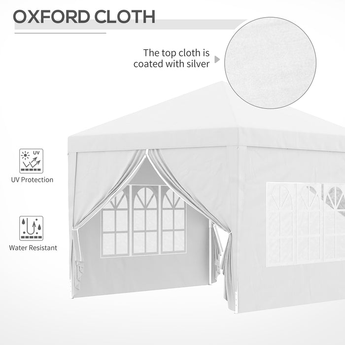 3x3m Pop-Up Gazebo Canopy - Wedding Party Tent Marquee with Windows & Carry Bag - Ideal for Outdoor Celebrations and Events