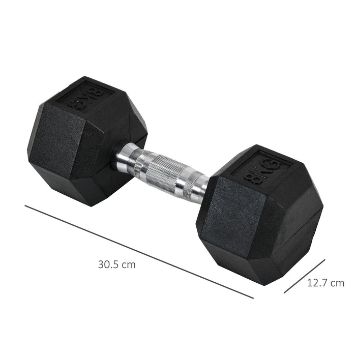 Rubber Hex Dumbbells 8kg Pair - Hexagonal Weight Sets for Strength Training - Ideal for Home Gym & Muscle Toning