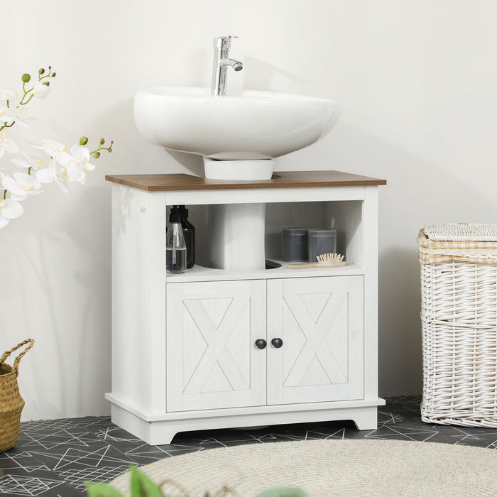 Bathroom Vanity Cabinet with Storage - Under Sink Design with Double Doors and Shelves, 60cm x 30cm x 60cm - Space-Saving Solution for Bathroom Organization