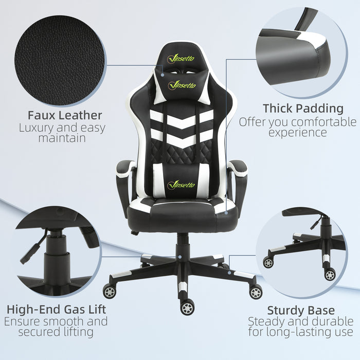 Ergonomic Racing-Style Gaming Chair - Adjustable Lumbar Support, Headrest, 360° Swivel Casters, Premium PVC Leather - Comfortable Home Office Chair for Gamers and Professionals