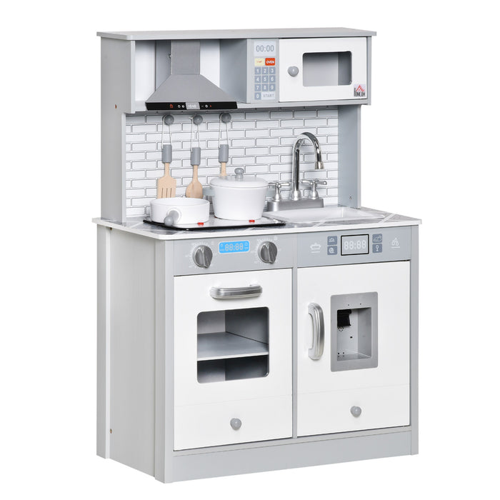 Educational Kids Cooking Playset with Sound & Light Effects - Realistic Battery Operated Cooktop & Ice Machine for Pretend Play - Interactive Role-Playing Game for Children