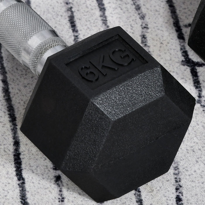 Hexagonal Rubber-Coated Dumbbell Set - Weightlifting and Fitness Equipment for Home Gym - Ideal for Strength Training and Muscle Building
