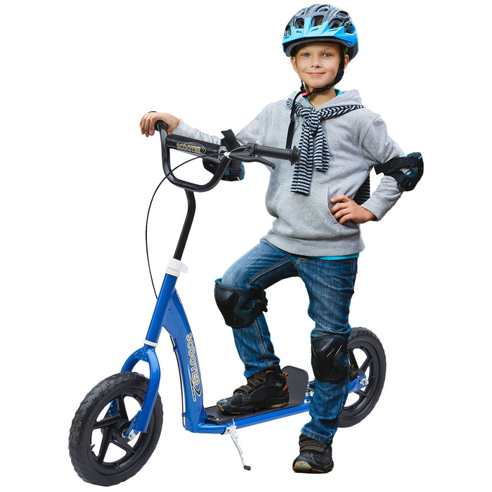 Kids Stunt Scooter with 12-inch EVA Tyres - Durable Push Scooter for Outdoor Play - Ideal Ride-On for Children and Teens, Blue