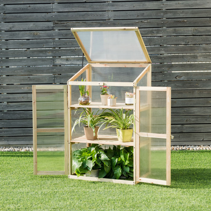 Outdoor 3-Tier Wooden Greenhouse - Ideal for Gardens, Balconies, and Backyards - Perfect Solution for Gardening Enthusiasts