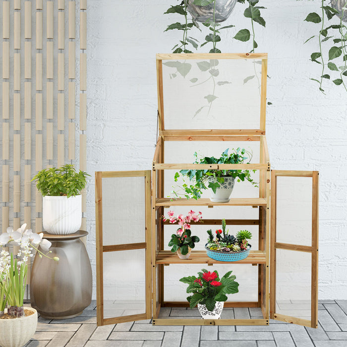 Outdoor 3-Tier Wooden Greenhouse - Ideal for Gardens, Balconies, and Backyards - Perfect Solution for Gardening Enthusiasts