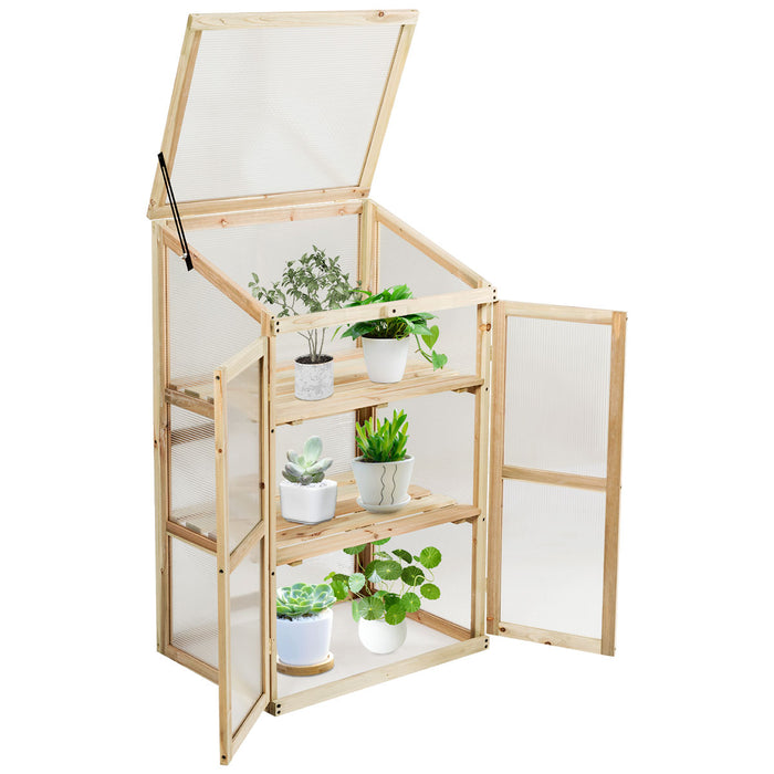Outdoor 3-Tier Wooden Greenhouse - Ideal for Gardens, Balconies, and Backyards - Perfect Solution for Gardening Enthusiasts