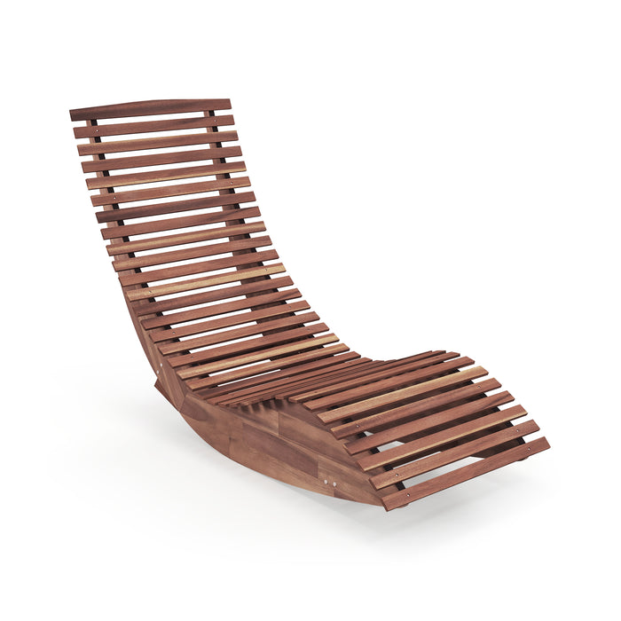 Acacia Wood Outdoor Rocking Chair - Wide Slatted Seat for Extra Comfort - Perfect for Relaxing Outside