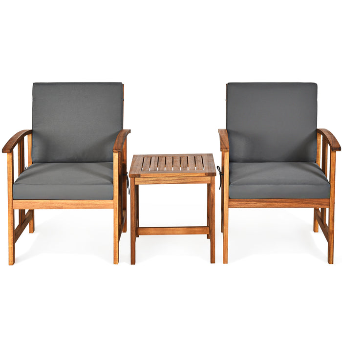 Acacia Wood 3-Piece Sofa Set - Outdoor Furniture with Cushions - Ideal for Patio or Backyard Comfort