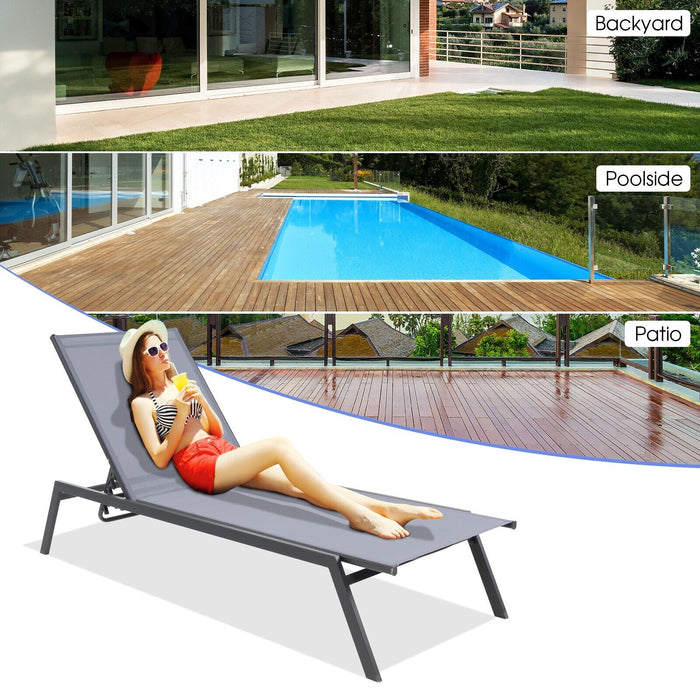 Outdoor Adjustable Lounge Chair - 6-Position, Quick-Drying Fabric - Ideal for Patio, Poolside Relaxation