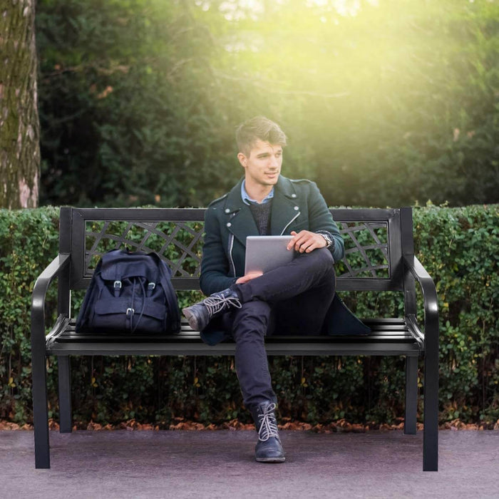 Sturdy Metal Frame Bench - Outdoor Seating with High 280 KG Load Capacity - Perfect for Public Spaces and Heavy-Duty Use