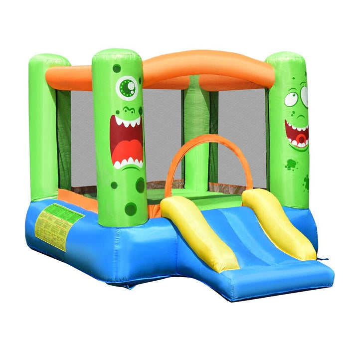 Bounce House Playground - Inflatable Playhouse with Basketball Rim and Safety Mesh Netting - Fun and Safe Activity for Kids
