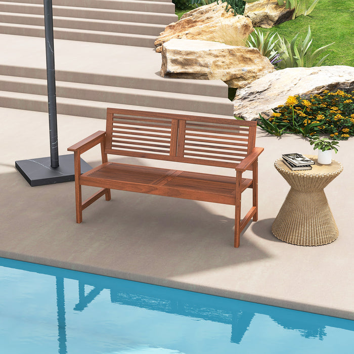 Solid Wood Outdoor Bench - Comfortable Backrest, Outdoor Seating Solution - Perfect for Gardens and Patios