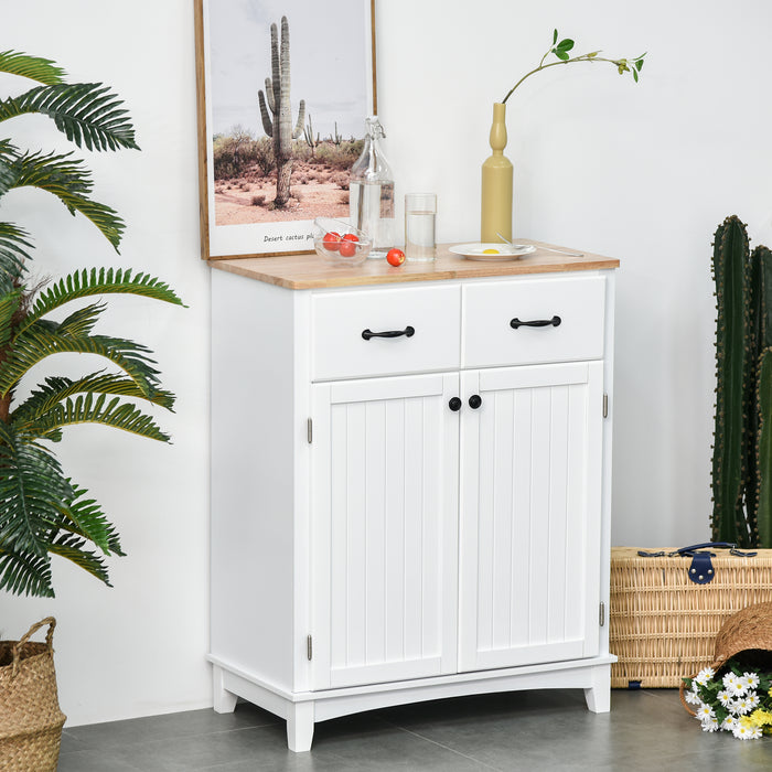 Wooden Kitchen Cupboard with Modern Design - Tableware and Storage Cabinet with 2 Organizing Drawers - Ideal for Dining and Living Pantry Room Essentials