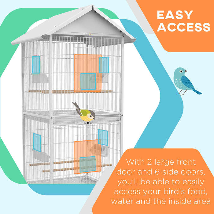 Large Rolling Bird Cage for Finches, Canaries, and Budgies - Includes Perches and Wheels for Easy Movement - Ideal for Cockatiels and Small Parrots