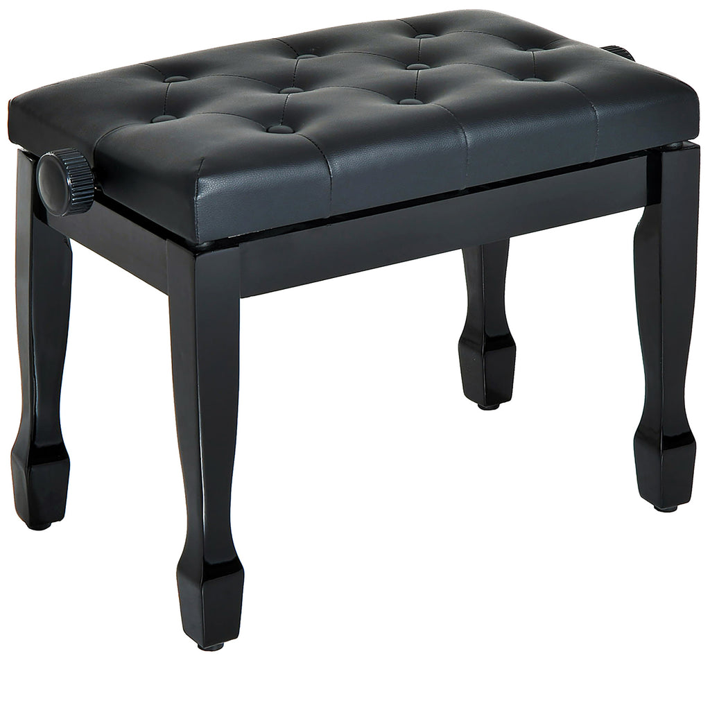 Height Adjustable PU Leather Piano Stool - Elegant White Makeup Bench for Dressing Table - Ideal for Musicians and Makeup Enthusiasts