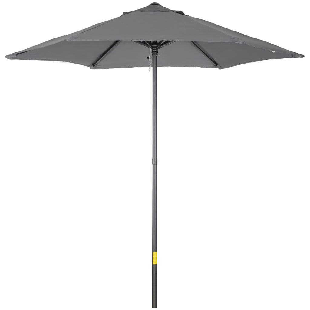2m Patio Parasols Umbrellas - Outdoor Sun Shade with 6 Sturdy Ribs, Dark Grey - Ideal for Balcony, Bench, and Garden Comfort