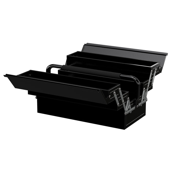 3 Tier Metal Toolbox with 5 Trays - Robust Portable Storage for Tools with Comfortable Carry Handle, 45x22.5x34.5cm - Ideal for Workshop Organization and Mobility