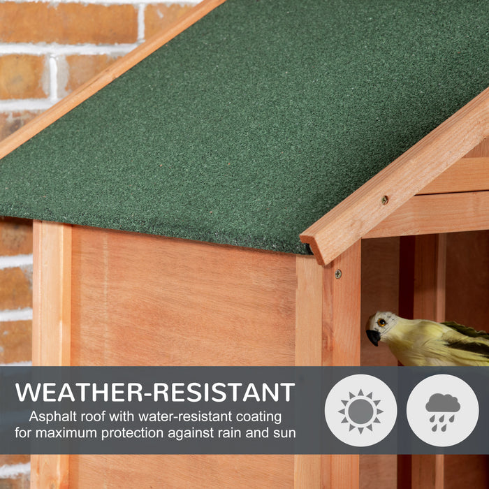 Outdoor Wooden Bird Aviary - Finch & Canary Habitat with Asphalt Roof & Removable Tray - Ideal for Garden or Patio Bird Keeping