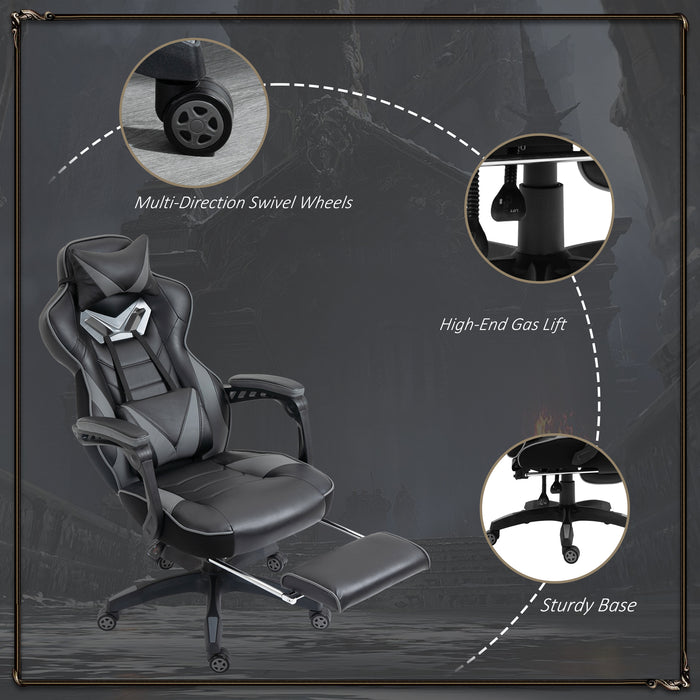 Ergonomic Racing Gaming Chair - Adjustable Height, Recliner, Wheels, Lumbar Support, Retractable Footrest - Ideal for Home Office Comfort and Long Gaming Sessions