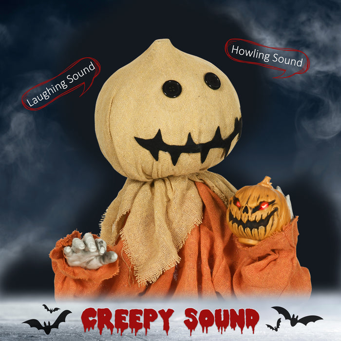 Outdoor Halloween Scarecrow - 80cm Motion-Activated Decor with Glowing Eyes - Spooky Sound Effects for Yard Displays