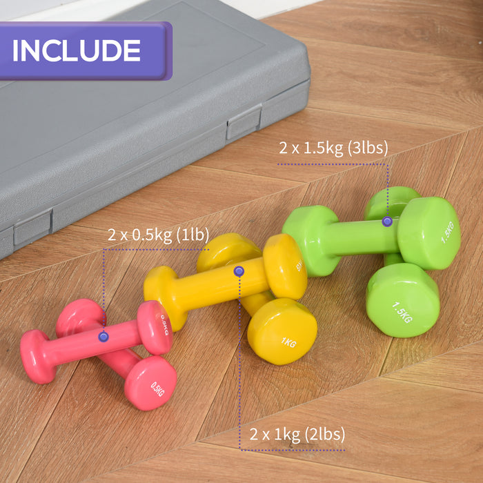 6KG Dumbbell Set - Home Gym Workout Weights for Full Body Training - Ideal for Men and Women Fitness Enthusiasts