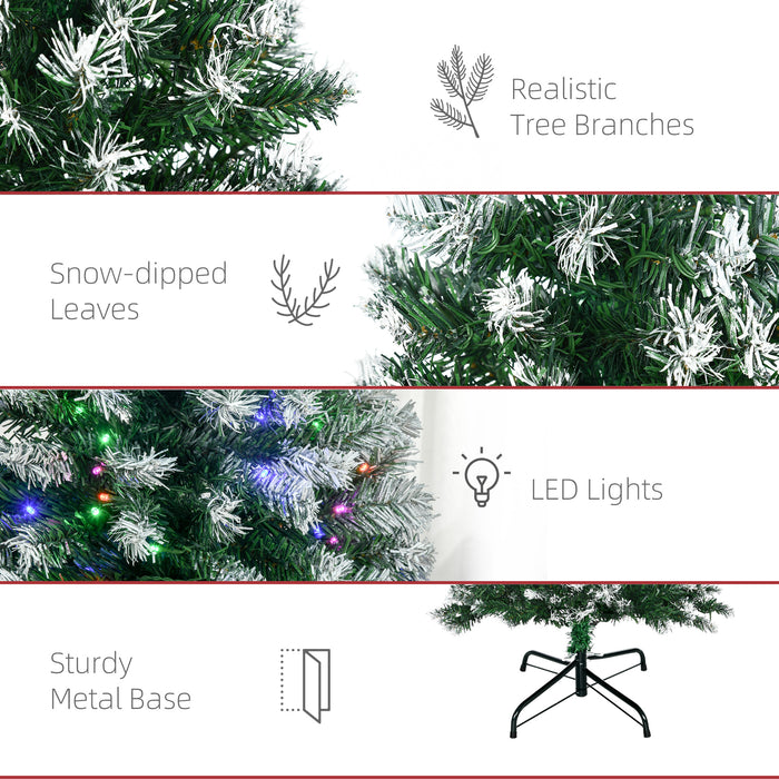 Pencil Slim Pre-Lit Artificial Christmas Tree - 5 Ft Tall with 250 Multicolor LED Lights & Realistic 408 Tips - Space-Saving Xmas Decor for Small Spaces