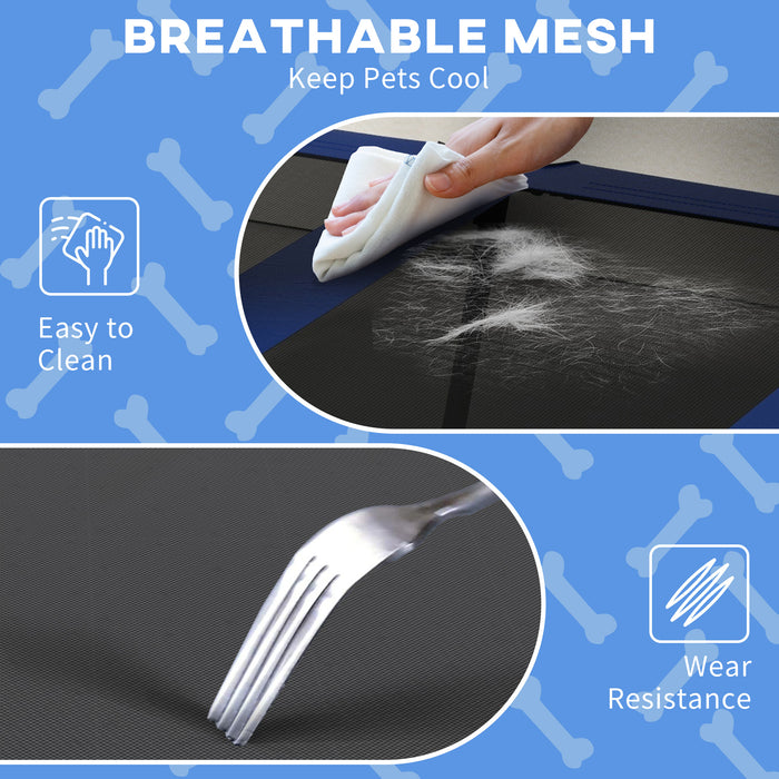 Elevated Dog Bed with Cooling Breathable Mesh - Washable, Durable Design for Large Pets - Ideal Comfort for Hot Weather Conditions, 106x76x94cm, Dark Blue