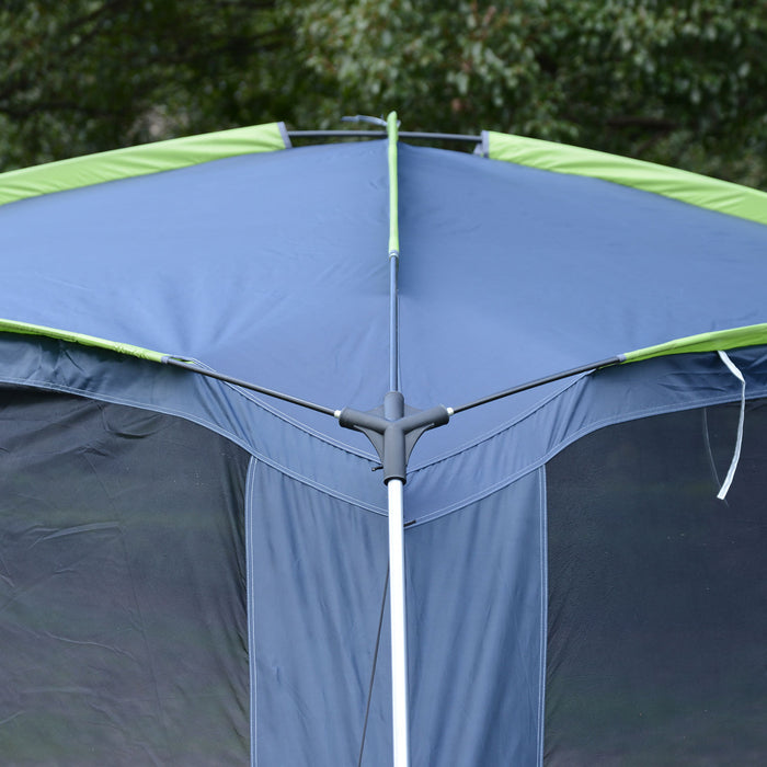 Portable Dome Family Camping Tent for 5-8 People - Outdoor Screen House Sun Shelter, Spacious 360x355x215cm - Ideal for Group Adventures, Dark Blue/Green