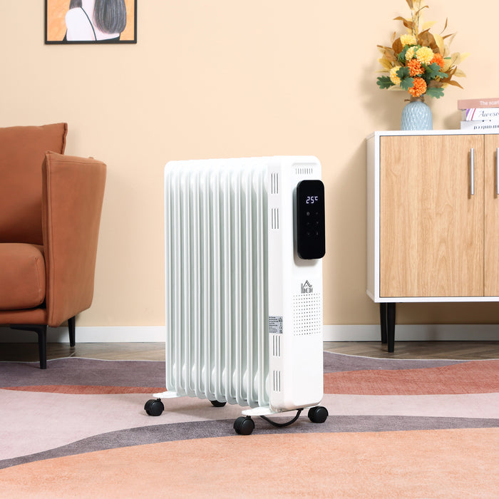 2720W Oil Filled Radiator Heater with LED Display - Portable 11-Fin Electric Heater with 24-Hr Timer & 3 Heat Settings - Perfect for Adjustable Indoor Temperature Control